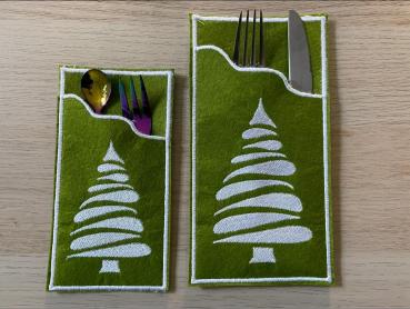 Preview: ITH - Stickdatei Bestecktasche Tannenbaum geschwungen